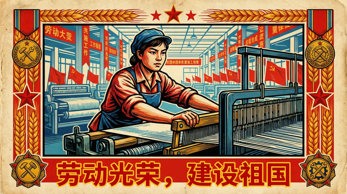 纺织女工宣传画 - 51网 巾帼劳模