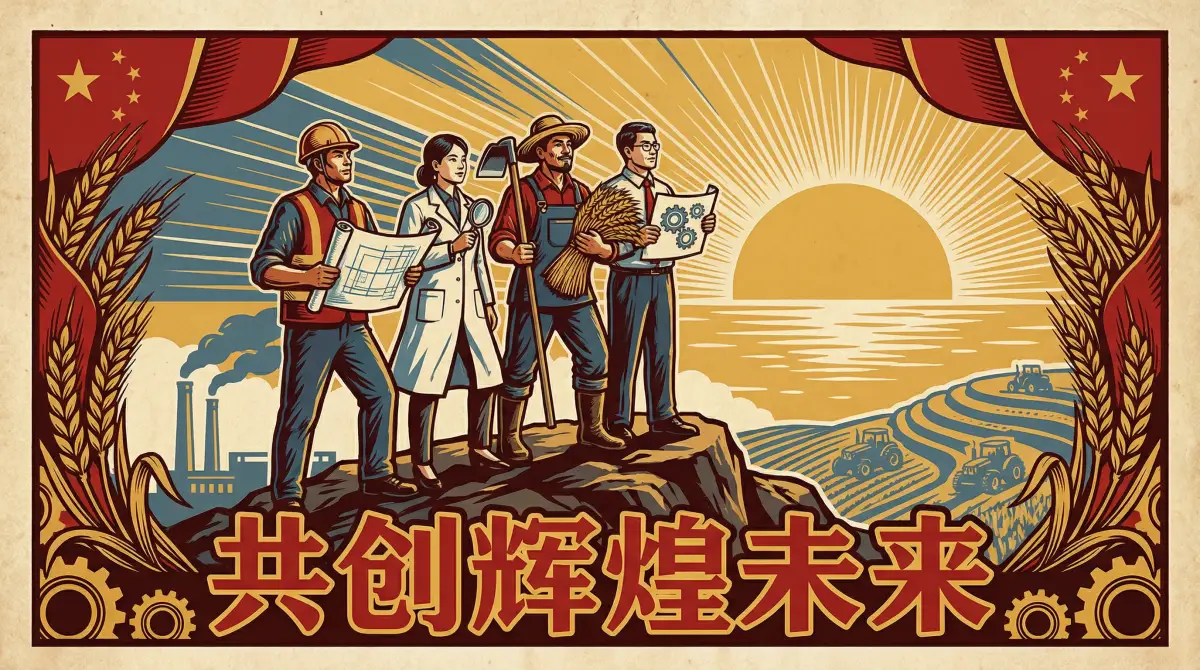 劳动者群像宣传画 - 51网 共创辉煌